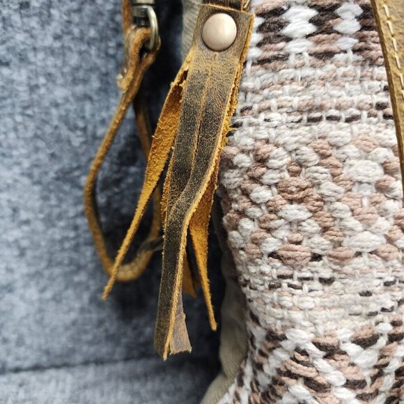 Myra Bag Contentment Small Crossbody Bag Upcycled Canvas Leather & Rug Western - Picture 2 of 14